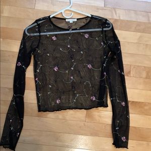 Mesh long sleeve floral shirt🌸